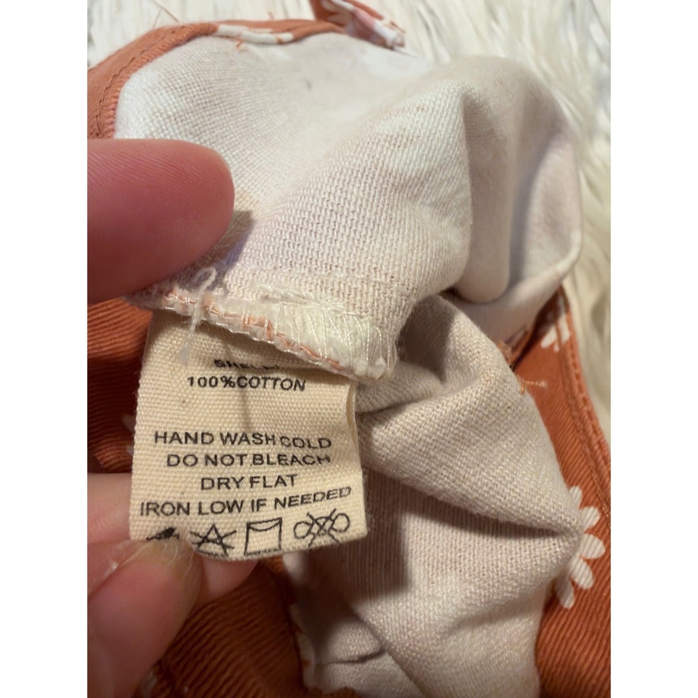 Altar'd State Women's Size XS Bell Bottom Flare Jeans Orange Rust Daisy Floral - Picture 11 of 12